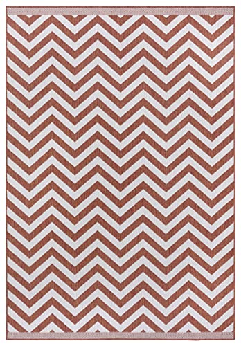 NORTHRUGS In- und Outdoor Teppich Palma 160x230cm - Wendeteppich Wetterfest Modernes Design Zick-Zack Muster Teppich für Balkon Terrasse Garten Wintergarten Wohnzimmerteppich Wasserfest in Cayenne von NORTHRUGS