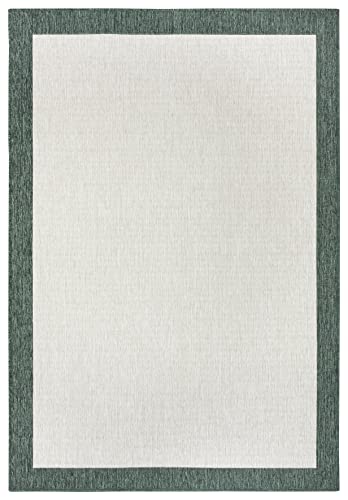 NORTHRUGS In- und Outdoor Teppich Panama 120x170cm - Wendeteppich Wetterfest Modernes Uni Design mit Bordüre Läufer für Balkon Terrasse Garten Wintergarten Wohnzimmerteppich Wasserfest, Grün von NORTHRUGS