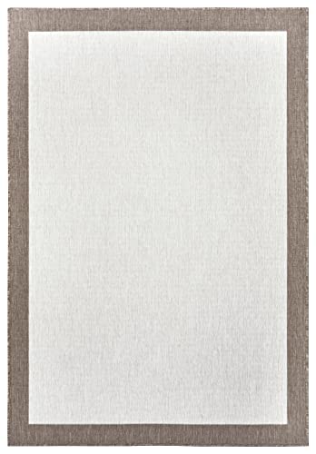 NORTHRUGS In- und Outdoor Teppich Panama 160x230cm - Wendeteppich Wetterfest Modernes Uni Design mit Bordüre Läufer für Balkon Terrasse Garten Wintergarten Wohnzimmerteppich Wasserfest, Linen von NORTHRUGS