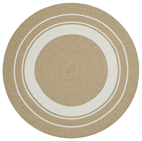 Northrugs Trenzado In- & Outdoor Teppich Rund Wetterfest – Pflegeleicht Handmade-Look für Innen und Außen Gewebter Outdoorteppich Läufer für Balkon, Terrasse, Wohnzimmer, Garten – Creme Beige, ø 200 von NORTHRUGS