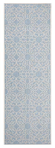 Northrugs In- und Outdoor Teppich Nebo 70x200cm - Flachgewebe Wetterfest Modern Grafisches Design Gemustert Läufer für Balkon Terrasse Wintergarten Küchenläufer Wasserfest in Pastelblau Taupe von NORTHRUGS