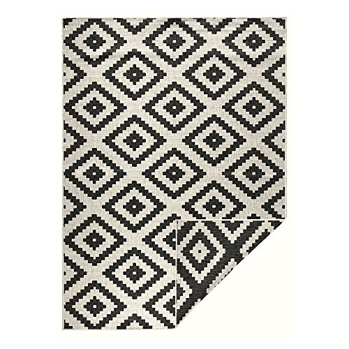 NORTHRUGS In- und Outdoor Teppich Malta 120x170cm - Wendeteppich Wetterfest Modernes Geometrisches Muster für Balkon Terrasse Garten Wintergarten Küche Wohnzimmerteppich Wasserfest in Schwarz Creme von NORTHRUGS