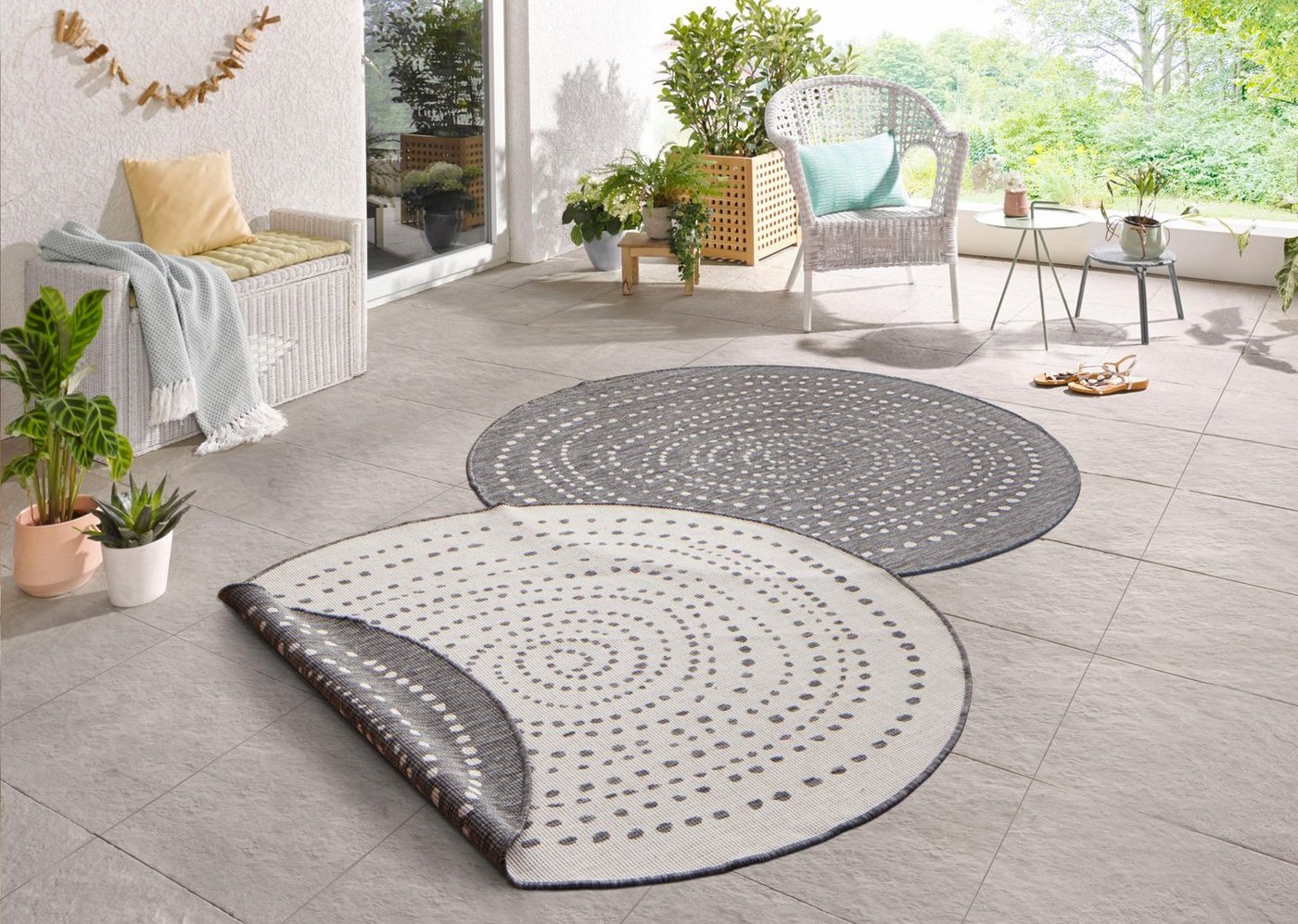 Teppich Bali, NORTHRUGS, rund, Höhe: 5 mm, In-& Outdoor, Wetterfest, Balkon, Garten, Wohnzimmer, Wasserfest von NORTHRUGS