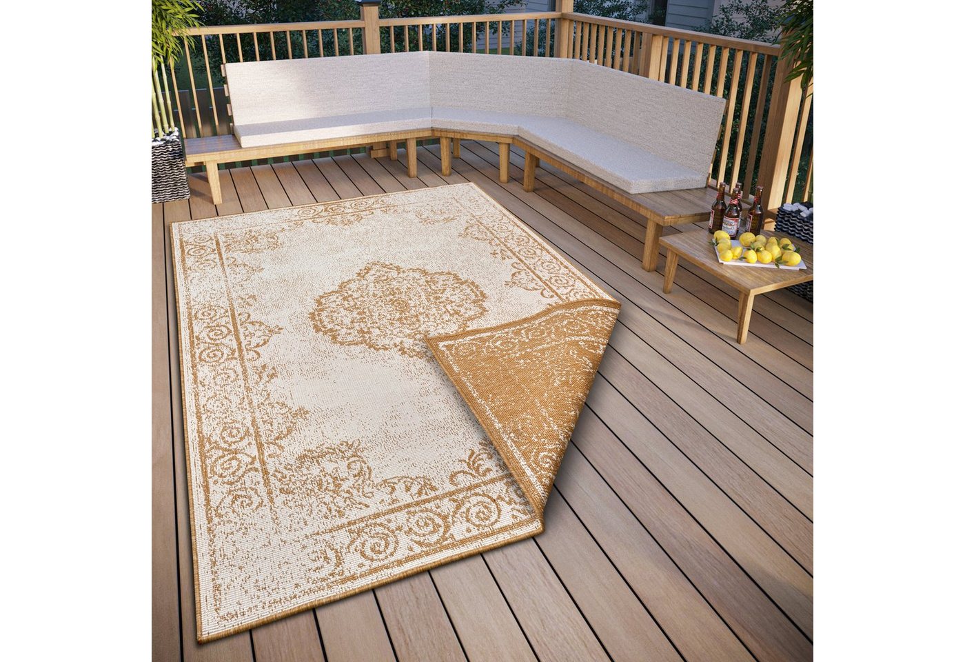 Teppich CEBU Wendeteppich, NORTHRUGS, rechteckig, Höhe: 5 mm, In-& Outdoor, Wetterfest, Balkon, Wohnzimmer, Wasserfest, Orientalisch von NORTHRUGS