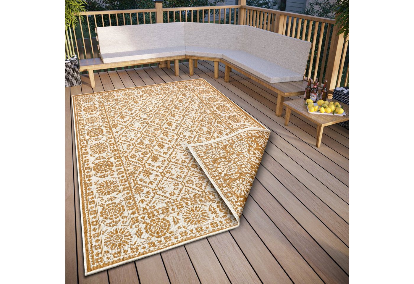 Teppich Curacao, NORTHRUGS, rechteckig, Höhe: 5 mm, In-& Outdoor, Wetterfest, Balkon, Garten, Wohnzimmer, Wasserfest von NORTHRUGS