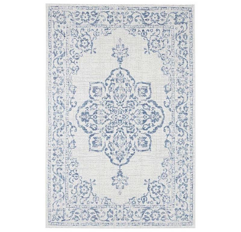 NORTHRUGS Teppich In- & Outdoor Teppich Tilos Creme Jeansblau, rechteckig, Höhe: 8 mm von NORTHRUGS