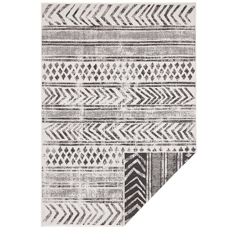 NORTHRUGS Teppich In- & Outdoor Wendeteppich Biri Schwarz Creme, rechteckig, Höhe: 5 mm von NORTHRUGS