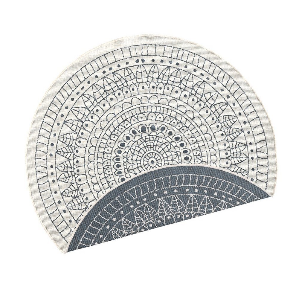 NORTHRUGS Teppich In- & Outdoor Wendeteppich Porto rund grau creme, rund, Höhe: 5 mm von NORTHRUGS