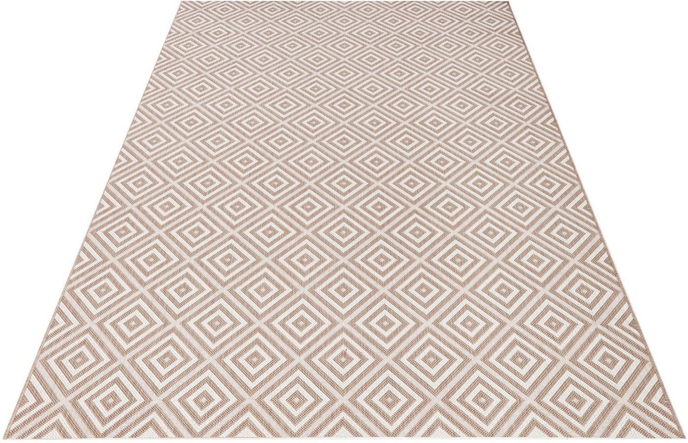 Teppich Karo, NORTHRUGS, rechteckig, Höhe: 8 mm, In- & Outdoor, Teppichläufer, Wetterfest, Raute, Balkon, Garten, Flur von NORTHRUGS