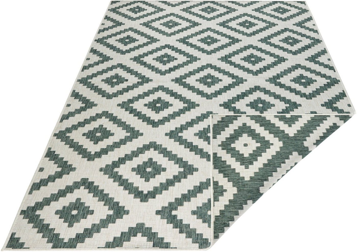 Teppich Malta Wendeteppich, NORTHRUGS, rechteckig, Höhe: 5 mm, In-& Outdoor, Wetterfest, Balkon, Rautenmuster, Wohnzimmer,Wasserfest von NORTHRUGS