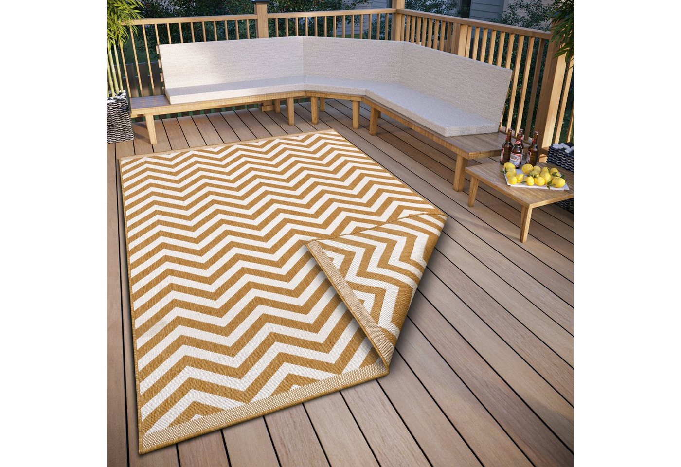 Teppich Palma Wendeteppich, NORTHRUGS, rechteckig, Höhe: 5 mm, In-& Outdoor, Wetterfest, Balkon, Garten, Wohnzimmer, Wasserfest von NORTHRUGS