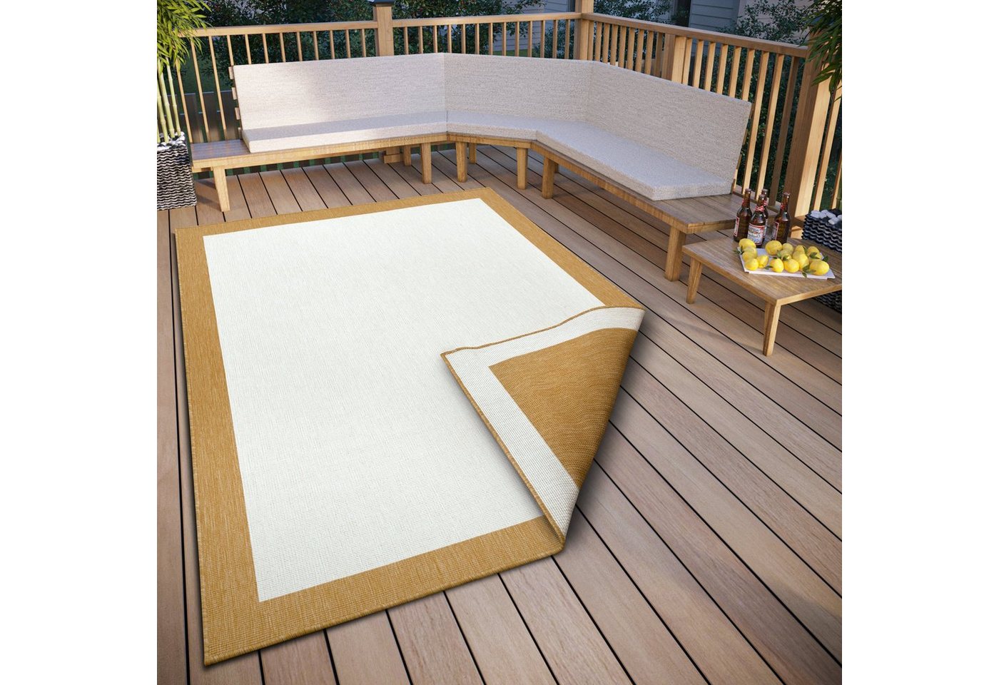 Teppich Panama Wendeteppich, NORTHRUGS, rechteckig, Höhe: 5 mm, In-& Outdoor, Wetterfest, Balkon, Garten, Wohnzimmer, Wasserfest von NORTHRUGS