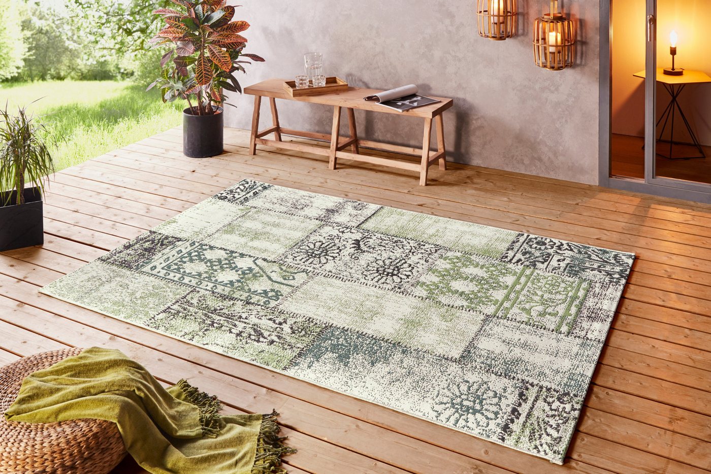 NORTHRUGS Teppich Symi, rechteckig, Höhe: 8 mm, In- & Outdoor, Kurzflor, Läufer, Vintage, Wohnzimmer, Außenbereich NORTHRUGS Teppich Symi, rechteckig, Höhe: 8 mm, In- & Outdoor, Kurzflor, Läufer, Vintage, Wohnzimmer, Außenbereich von NORTHRUGS