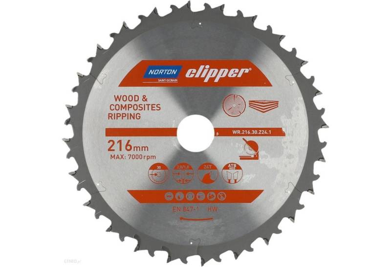NORTON CLIPPER Kreissägeblatt Kreissägeblatt Holz / Verbundwerkstoffe 216x30 24Z von NORTON CLIPPER