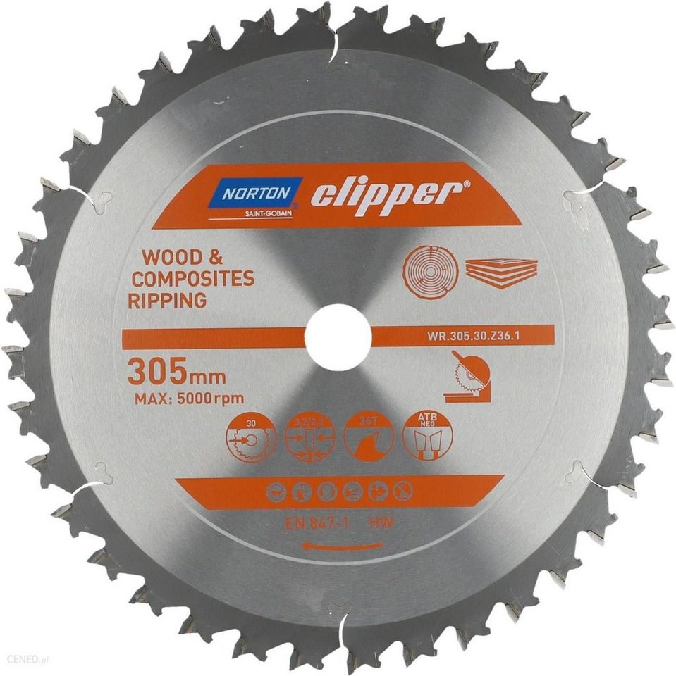 NORTON CLIPPER Kreissägeblatt Kreissägeblatt Holz / Verbundwerkstoffe 305x30 36Z von NORTON CLIPPER
