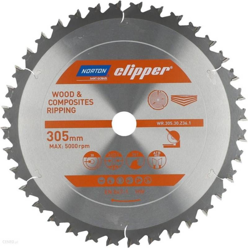NORTON CLIPPER Kreissägeblatt Kreissägeblatt Holz / Verbundwerkstoffe 305x30 36Z von NORTON CLIPPER