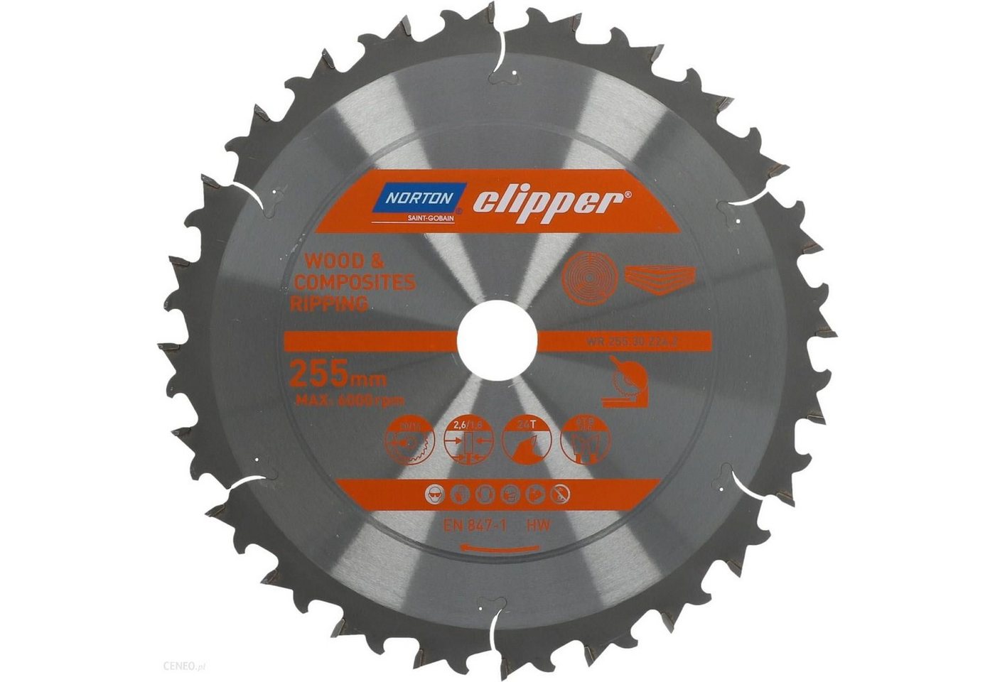 NORTON CLIPPER Kreissägeblatt Kreissägeblatt Holz Verbundwerkstoffe 255x30/16 von NORTON CLIPPER