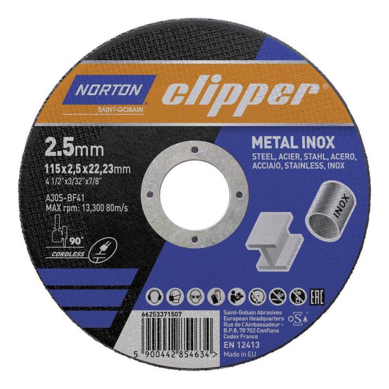 NORTON CLIPPER Trennscheibe, Ø 115 mm, Metall-Inox A30S-115 x 2,5 x 22,23 mm von NORTON CLIPPER