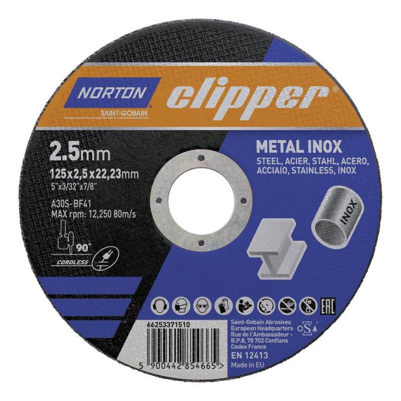 NORTON CLIPPER Trennscheibe, Ø 125 mm, Metall-Inox A30S-125 x 2,5 x 22,23 mm von NORTON CLIPPER