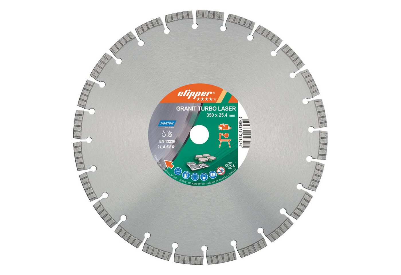 NORTON CLIPPER Trennscheibe, Ø 350 mm, Diamant 350 x 25,4 mm Granit Turbo Laser NORTON CLIPPER Trennscheibe, Ø 350 mm, Diamant 350 x 25,4 mm Granit Turbo Laser von NORTON CLIPPER