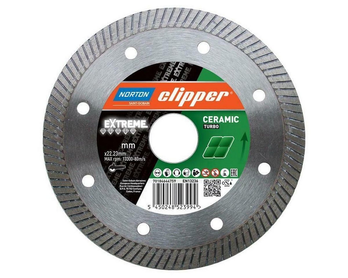 NORTON CLIPPER Diamanttrennscheibe Extreme Ceramic Turbo- 115 22,2 mm Super Gres XT NORTON CLIPPER Diamanttrennscheibe Extreme Ceramic Turbo- 115 22,2 mm Super Gres XT von NORTON CLIPPER