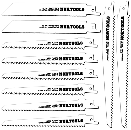 10 Stück150 200 Millimeter BIM CRV SABRE Sägeblatt-kombinierter Satz-drahtloses austauschendes Ausschnitt-Metallholz für die Beschneidung für Modelle Bosch DEWALT Makita usw. von NORTOOLS