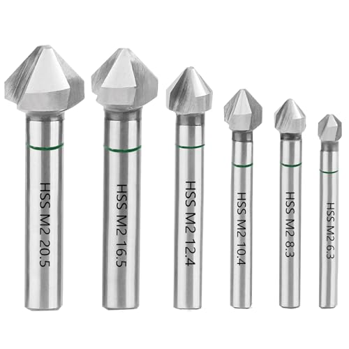 NORTOOLS Countersinks Bit Set 6PCS HSS M2 3 Tiefe 90 Grad DIN335C Bodenflöte Anfasen Countersinking Bits für Edelstahl Gusseisen Aluminium Kupfer Kunststoff 6.3-20.5 mm von NORTOOLS
