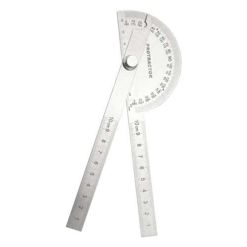 Nortools 0-180° Rundkopf Protraktor Zwei Arm Edelstahl Protraktor Holzbearbeitung Lineal mit Winkel Finder Handwerker Lineal von NORTOOLS