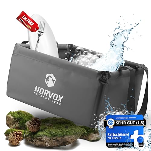 NORVOX Faltschüssel Camping - 22L – Faltbare Schüssel - Universell als Outdoor Spülschüssel, Waschschüssel, Spülwanne zum Abwaschen oder als Faltbarer Eimer von NORVOX