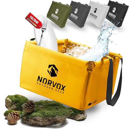 NORVOX Outdoor Faltschüssel - 15L – gelbe Faltbare Schüssel - Universell als Camping Spülschüssel, Waschschüssel, Spülwanne zum Abwaschen oder als Faltbarer Eimer von NORVOX