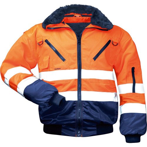 Warnschutz-Piloten-Jacke Arbeits-Jacke - EN 471 Klasse 3-4 in 1 Funktion - orange/marine - Größe: XL von NORWAY