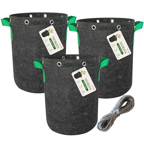 NORiVA 12L Pflanzsack 3er Set – Stofftopf & Growbag aus Filz-Vlies | Pflanzbeutel für Tomaten, Kräuter, Gemüse | Balkon, Terrasse & Garten von NORiVA