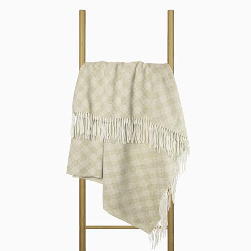 Merino Wolldecke 140x200 – Weiche Merino Decke mit 10% Kaschmir – Luxuriöse Schafwolldecke mit Tasseln – Warme Wolldecke für Sofa, Bett & Outdoor – Stylish Weiche Kuscheldecke - Nostra Wolldecken von NOSTRA SINCE 1991