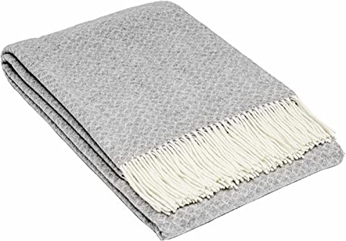 Nostra Andora Tagesdecke 140x200 | Weiche Merino Wolldecke mit 10% Kaschmir | Warme Sofa Kuscheldecke in Grau | Merino Decke für Couch & Sofa | Couchdecke mit Tasseln von NOSTRA SINCE 1991