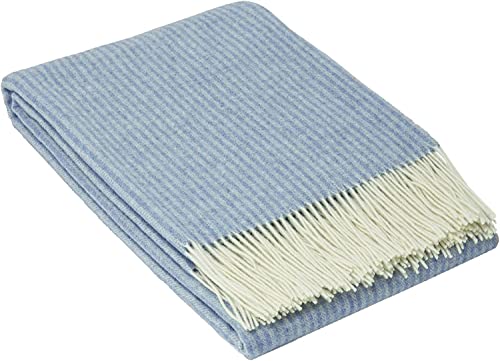 Nostra Andora Tagesdecke 140x200 | Weiche Merino Wolldecke mit 10% Kaschmir | Warme Sofa Kuscheldecke in Hellblau | Merino Decke für Couch & Sofa | Couchdecke mit Tasseln von NOSTRA SINCE 1991