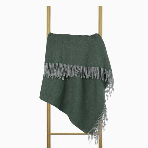 Wolldecke 140x200, 100% Schurwolle, warme & langlebige Decke, weiche Wohndecke Wolle, kuschelige Decke Wolle für Sofa & Bett, Hochwertige Schurwolldecke mit Fransen - Nostra ZELANDIA LUX Wool Blanket von NOSTRA SINCE 1991