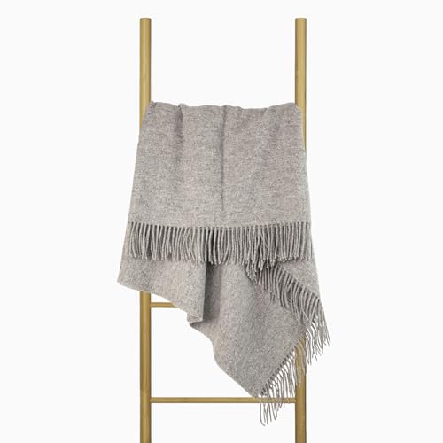 Wolldecke 140x200, 100% Schurwolle, warme & langlebige Decke, weiche Wohndecke Wolle, kuschelige Decke Wolle für Sofa & Bett, Hochwertige Schurwolldecke mit Fransen - Nostra ZELANDIA LUX Wool Blanket von NOSTRA SINCE 1991