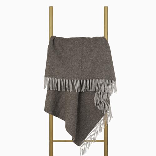Wolldecke 140x200, 100% Schurwolle, warme & langlebige Decke, weiche Wohndecke Wolle, kuschelige Decke Wolle für Sofa & Bett, Hochwertige Schurwolldecke mit Fransen - Nostra ZELANDIA LUX Wool Blanket von NOSTRA SINCE 1991