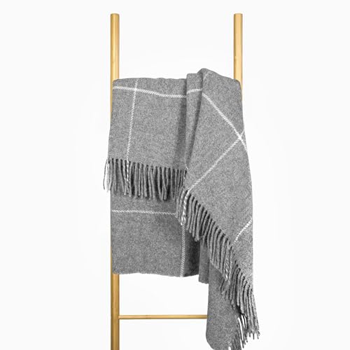 Wolldecke 140x200, 100% Schurwolle, warme & langlebige Decke, weiche Wohndecke Wolle, kuschelige Decke Wolle für Sofa & Bett, Hochwertige Schurwolldecke mit Fransen - Nostra ZELANDIA Wool Blanket von NOSTRA SINCE 1991