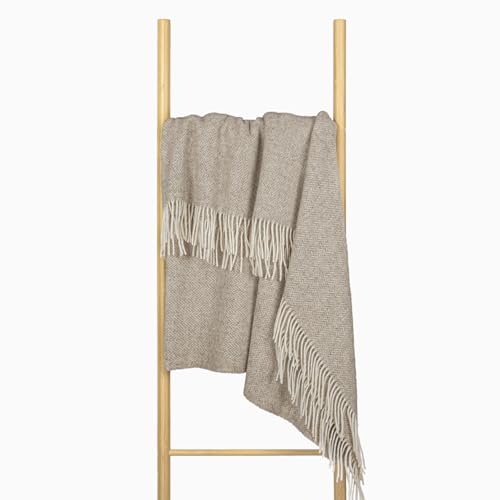 Wolldecke 140x200, 100% Schurwolle, warme & langlebige Decke, weiche Wohndecke Wolle, kuschelige Decke Wolle für Sofa & Bett, Hochwertige Schurwolldecke mit Fransen - Nostra ZELANDIA Wool Blanket von NOSTRA SINCE 1991