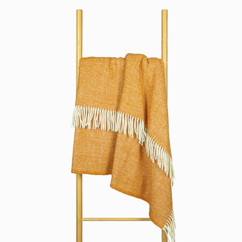 Wolldecke 140x200, 100% Schurwolle, warme & langlebige Decke, weiche Wohndecke Wolle, kuschelige Decke Wolle für Sofa & Bett, Hochwertige Schurwolldecke mit Fransen - Nostra ZELANDIA Wool Blanket von NOSTRA SINCE 1991