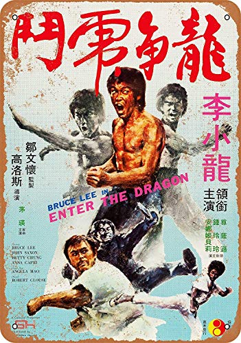 NOT Bruce Lee Enter The Dragon Wand Dekoration Retro Metallplakat Zinn Zeichen gemalt Kunst Dekoration Plaque Warnung Cafe Garage Party Spielzimmer von NOT