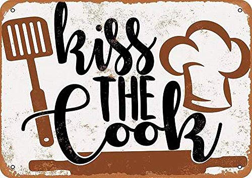 NOT Kiss The Cook Wand Dekoration Retro Metallplakat Zinn Zeichen gemalt Kunst Dekoration Plaque Warnung Cafe Garage Party Spielzimmer von NOT