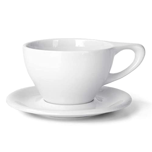 notNeutral Lino Porzellantasse und Untertasse, groß, Latte, 340 ml, Weiß, 340 ml, 1 Stück von NOTNEUTRAL
