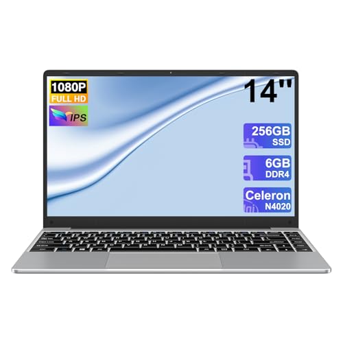 Laptop Notebook Win 11 Celeron N4020 upto 2.8 GHz, Laptop 14 Zoll mit 6 GB RAM + 128 GB ROM Erweiterungen SSD 1 TB, 5G WiFi, Bluetooth 4.2, 1080 FHD USB Mini HDMI Italienische Tastatur Membran-Silver von NOTODD