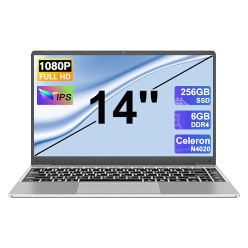 Laptop Win 11 Celeron N4020 upto 2.8 GHz, 14 Zoll Notebook mit 6 GB RAM + 128 GB ROM Erweiterungen SSD 1 TB, 5G WiFi, Bluetooth 4.2, 1080 FHD USB Mini HDMI Italienische Tastatur Membran-Silver von NOTODD