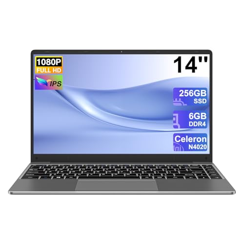 NOTODD Notebook PC Win 11 Notebook N4020 (upto 2,8 GHz), 14 Zoll Laptop mit 6 GB RAM + 128 GB ROM Erweiterungen SSD 1 TB, BT 4.2, 5G WiFi, 1080 FHD USB Mini HDMI Italienische Tastatur Membran-Grau von NOTODD