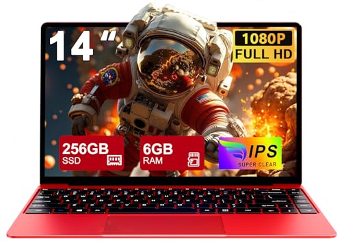 Notebook Laptop Win11 Notebook 14 Zoll 6GB 256GB SSD Expansion 1TB -Rot von NOTODD