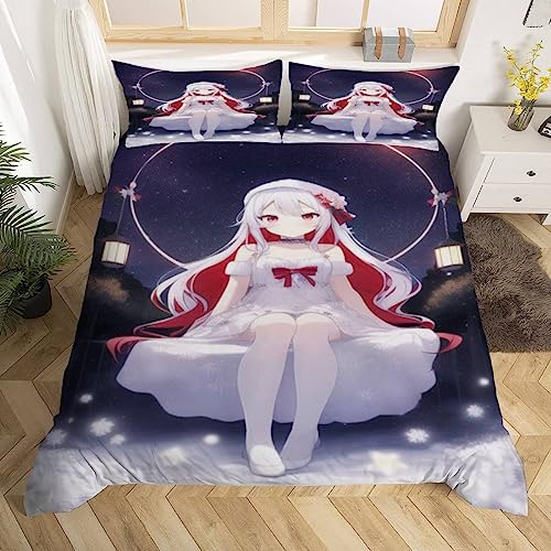 NOTRYA Bettwäsche 135x200 Anime Kinderbettwäsche 3D Drucken Manga-Mädchen Bettbezug Mikrofaser flauschig Jungen Mädchen Bettwäsche Set mit 2 Kissenbezügen von NOTRYA