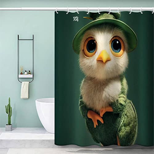 NOTRYA Duschvorhang 200x200 cm Anti-Schimmel Wasserdicht Duschvorhänge Huhn Niedliche Cartoon-Tiere Duschvorhang mit 12 Duschvorhangringen mit Gewicht Saum von NOTRYA